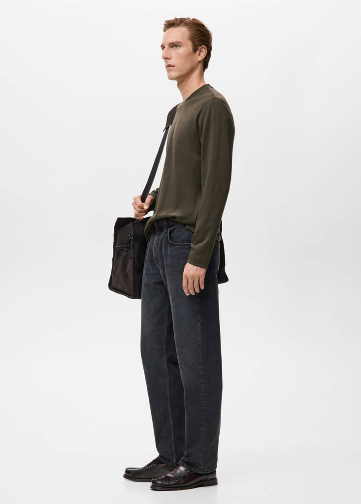 Long sleeve regular fit T-shirt — Chocolate