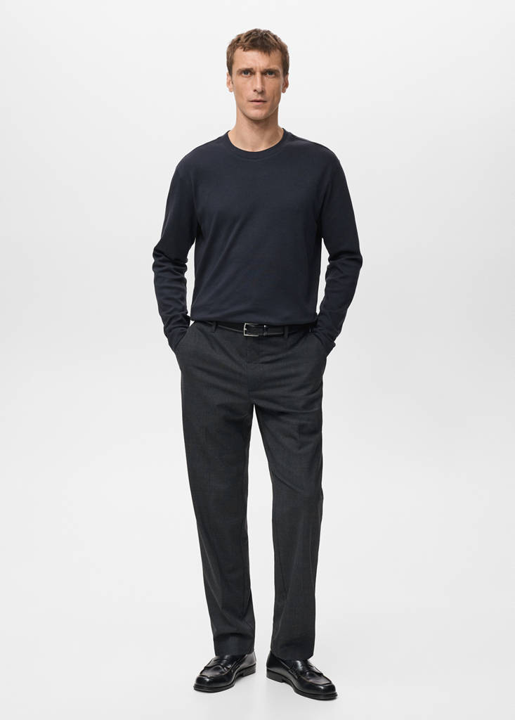 Long sleeve regular fit T-shirt — Navy