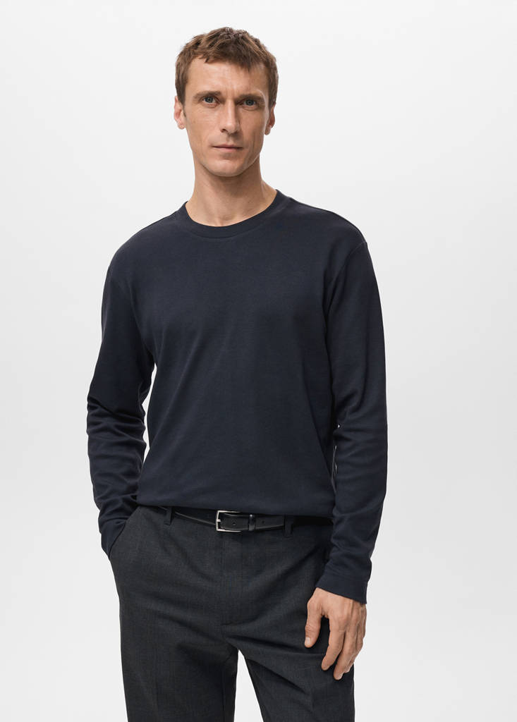 Long sleeve regular fit T-shirt — Navy