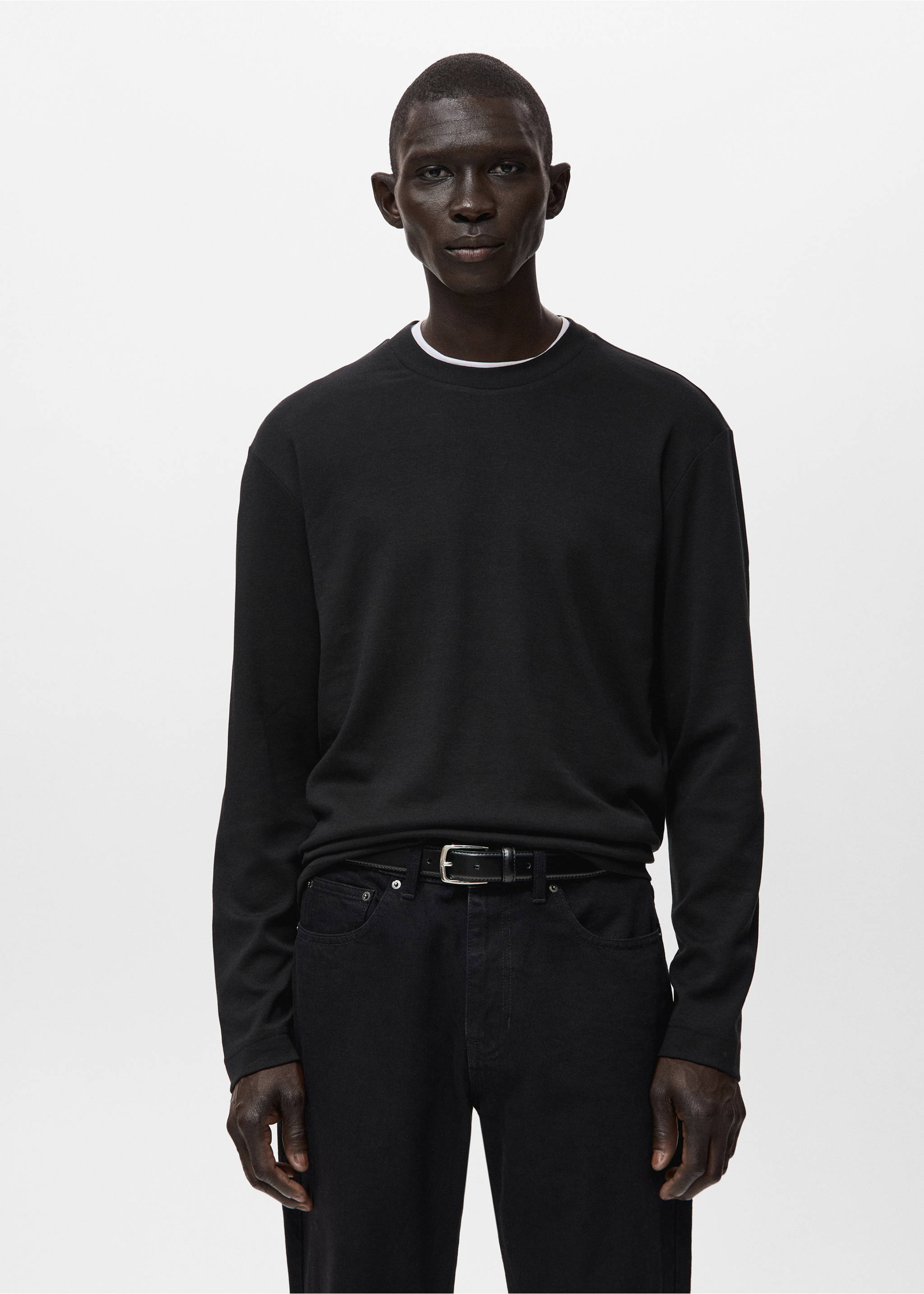 Лонгслив regular fit - Средний план, Черный. Ref: 27061254-00.