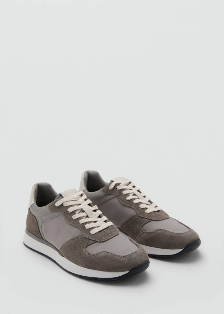 Leather mixed sneakers — Grey