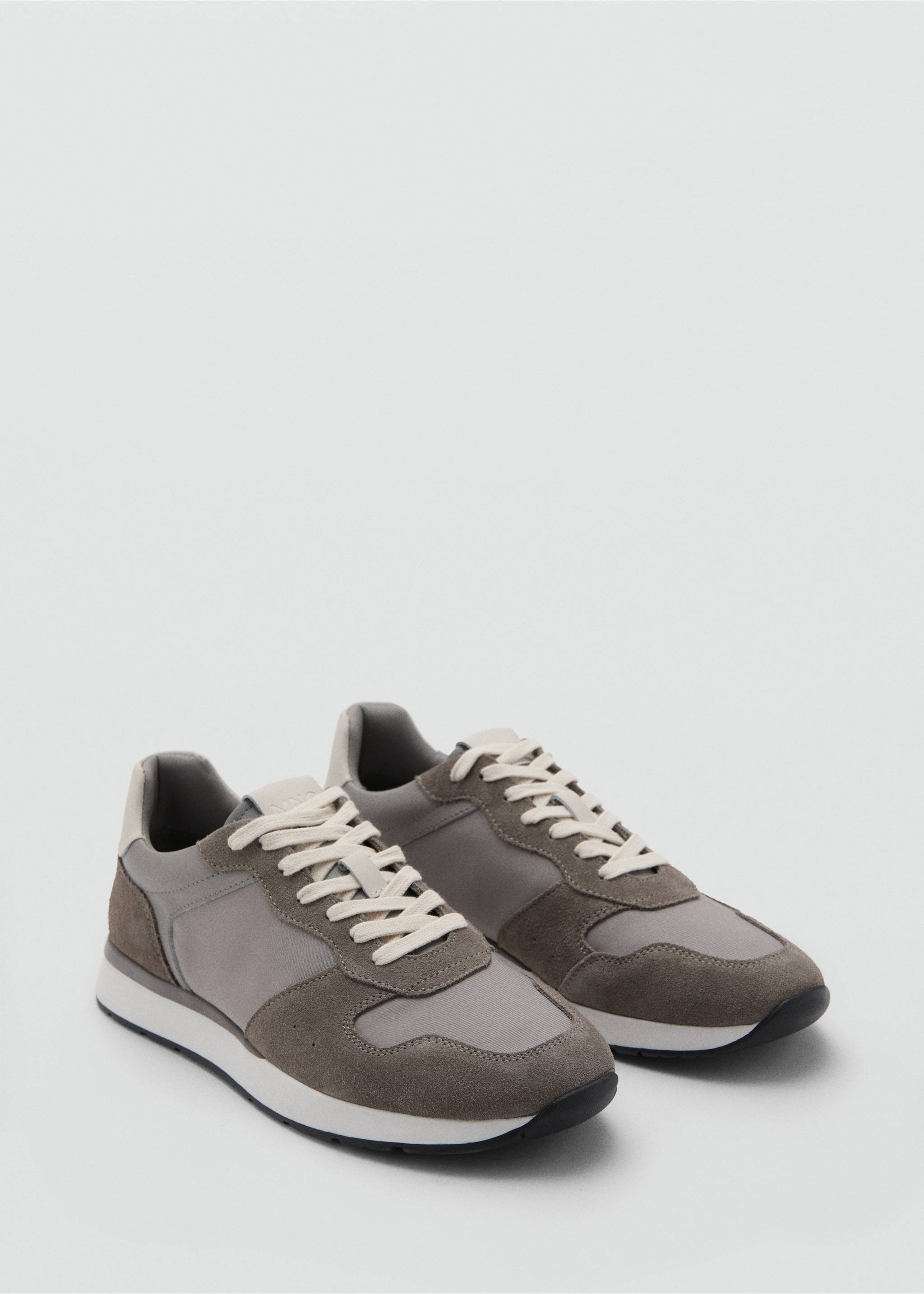 Leather mixed sneakers - Medium plane, Grey. Ref: 27061255-00.