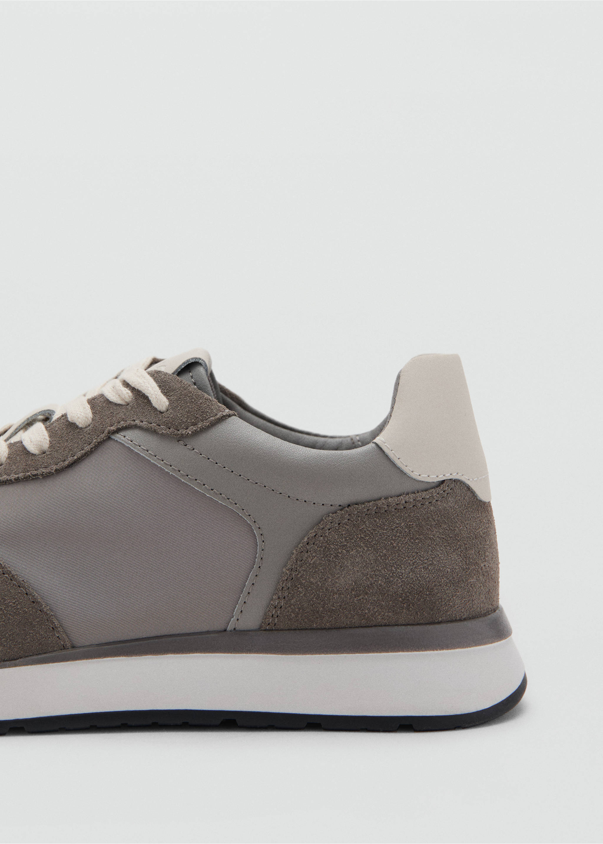 Leather mixed sneakers - Details of the article 1, Grey. Ref: 27061255-00.