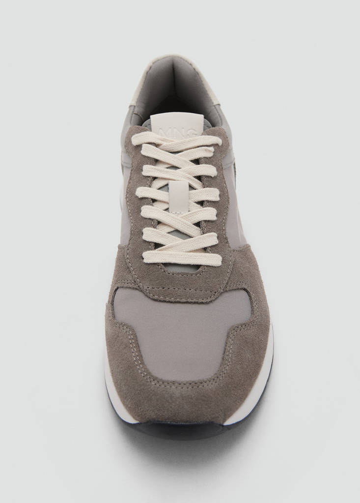 Leather mixed sneakers — Grey