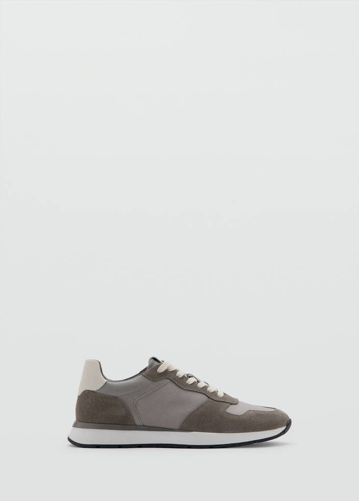 Leather mixed sneakers — Grey
