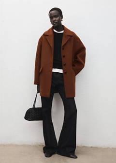 Wool-blend coat with button fastening — Medium Brown 2