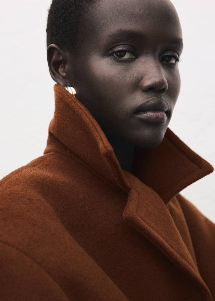 Wool-blend coat with button fastening — Medium Brown