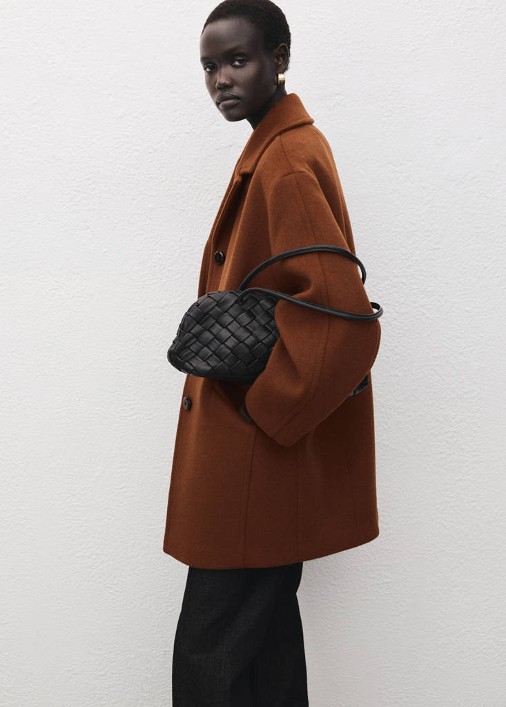 Wool-blend coat with button fastening — Medium Brown