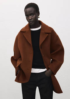 Wool-blend coat with button fastening — Medium Brown 5