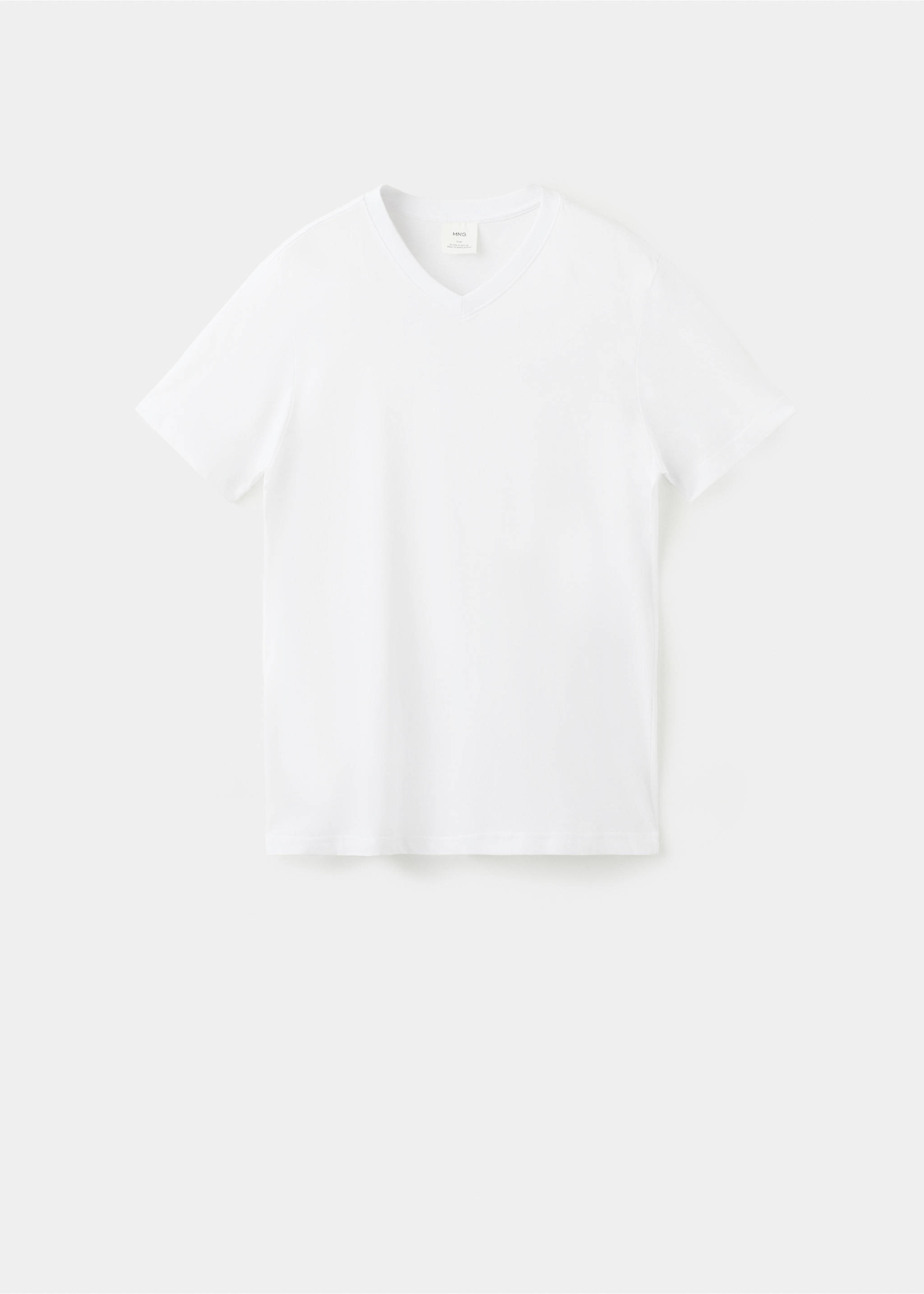 Slim-Fit-T-Shirt aus 100 % Baumwolle mit V-Ausschnitt - Artikel ohne Model, Weiß. Ref: 27061261-00.