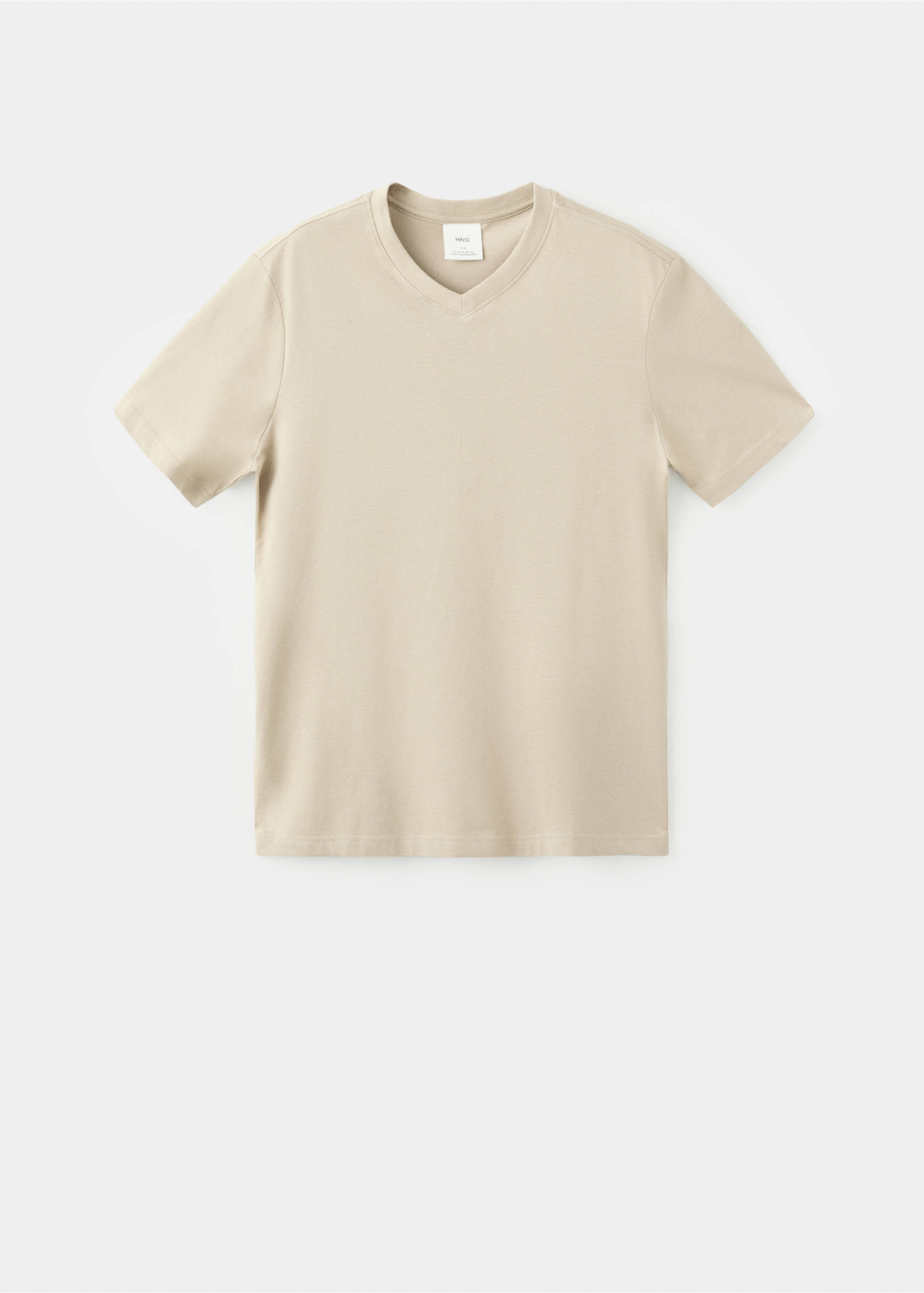 100% cotton slim-fit V-neck t-shirt - Article without model, Beige. Ref: 27061261-00.