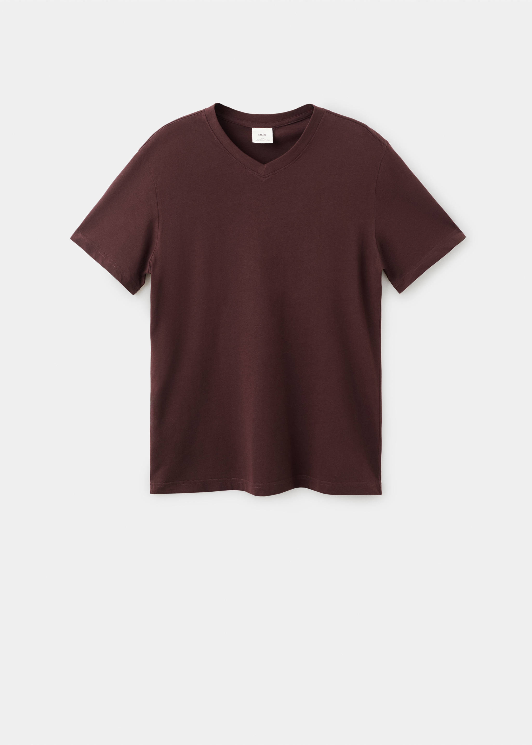 100% cotton slim-fit V-neck t-shirt - Article without model, Burgundy. Ref: 27061261-00.