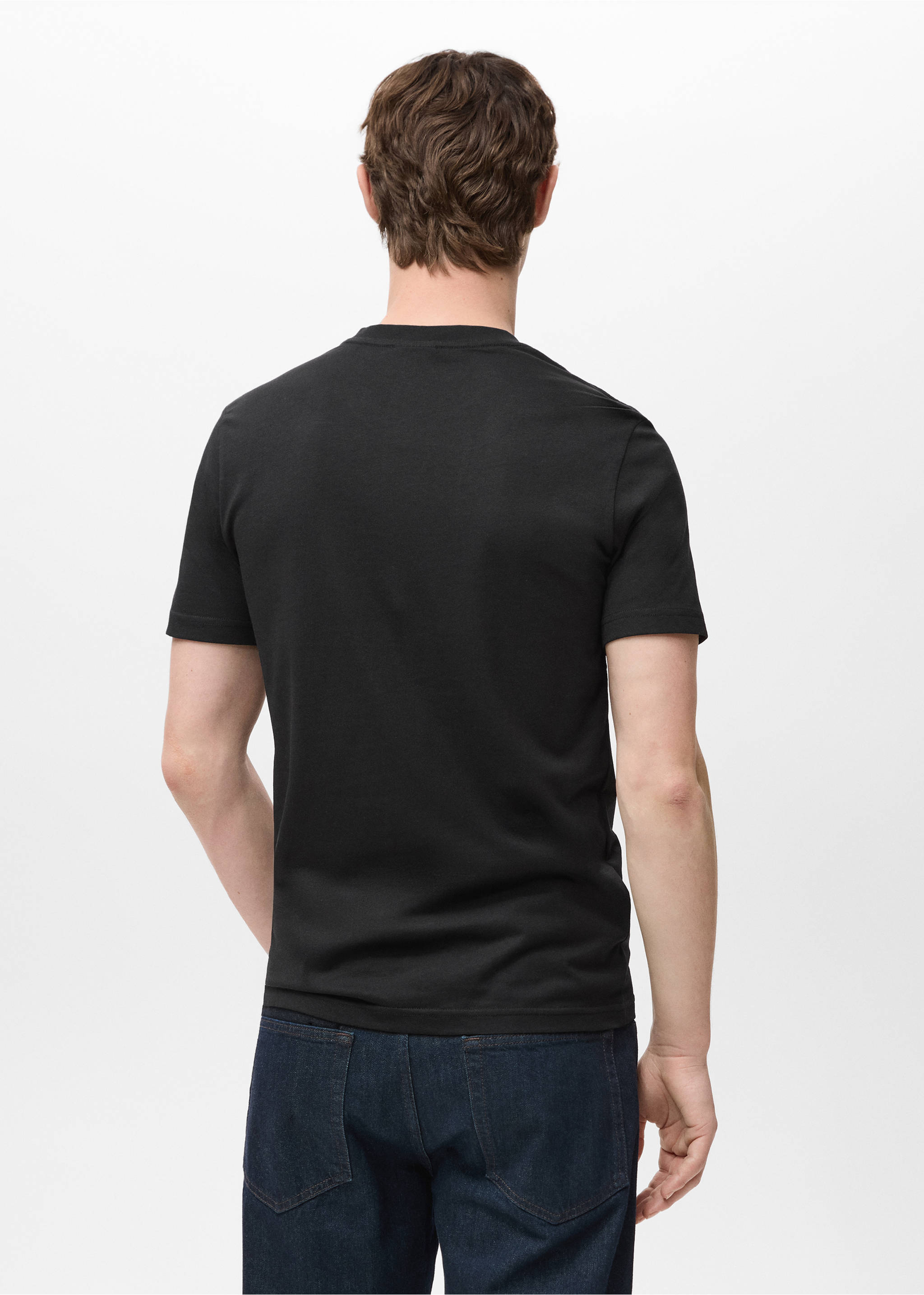 100% cotton slim-fit V-neck t-shirt - Reverse of the article, Black. Ref: 27061261-00.
