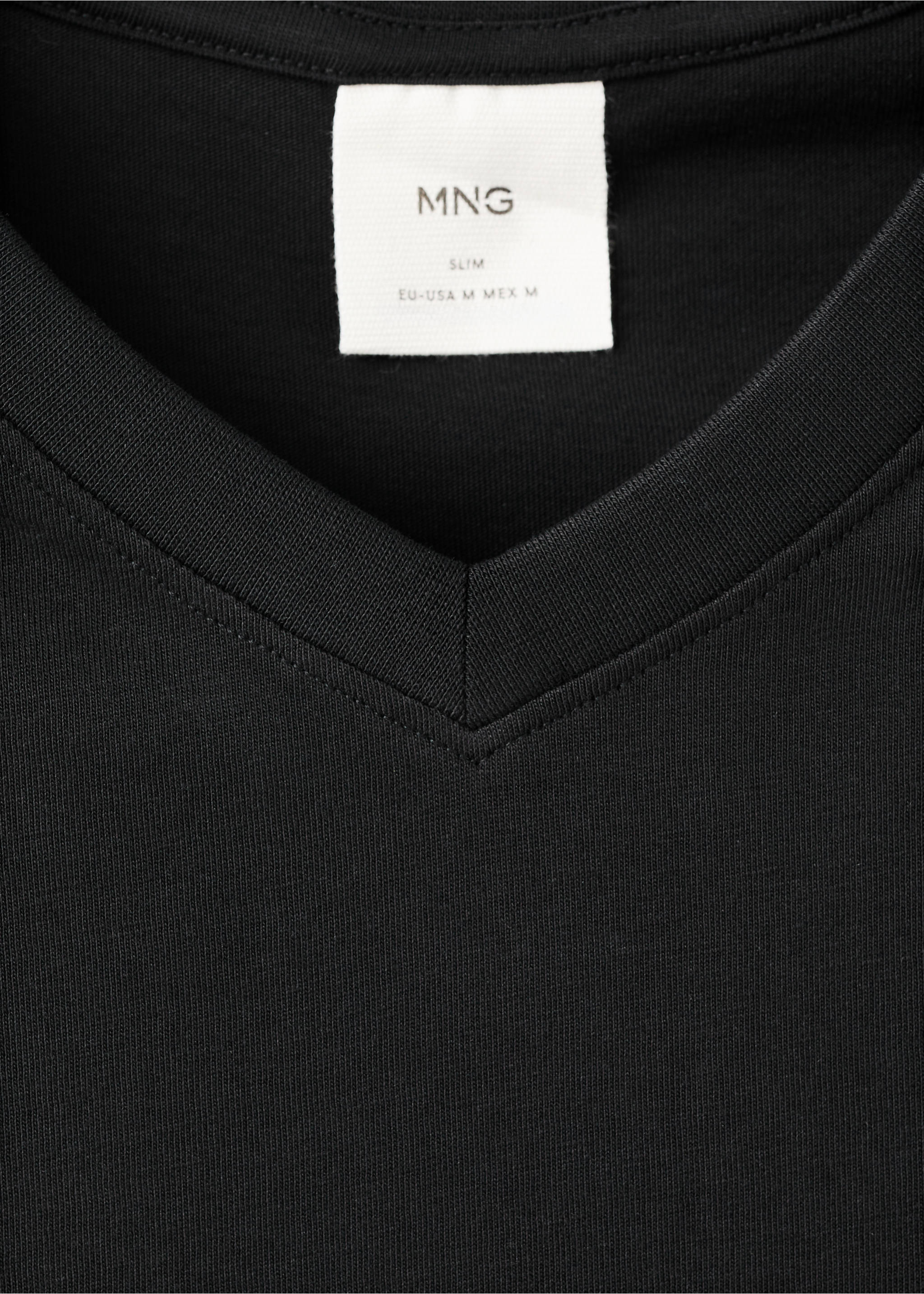 100% cotton slim-fit V-neck t-shirt - Details of the article 8, Black. Ref: 27061261-00.