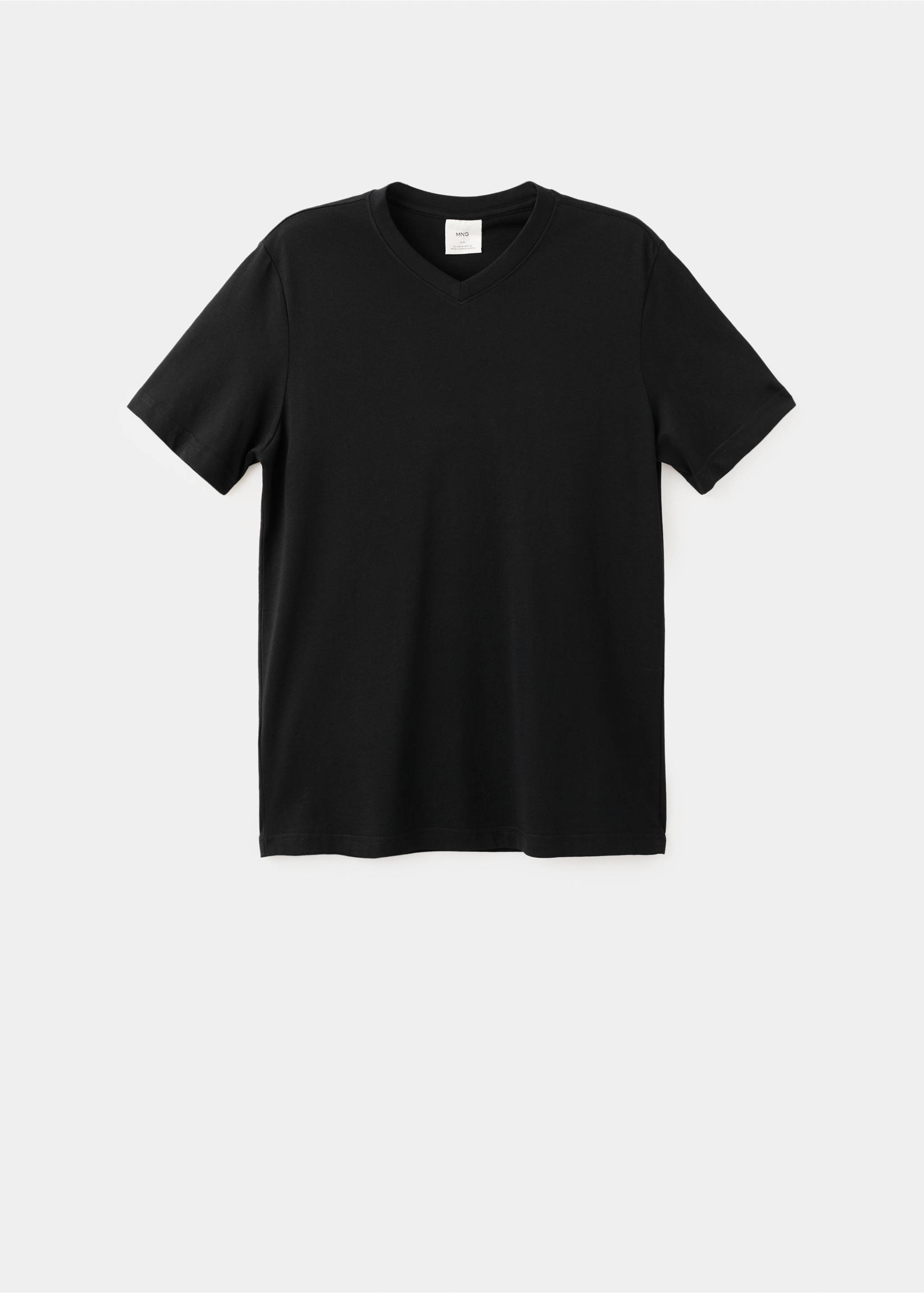100% cotton slim-fit V-neck t-shirt - Article without model, Black. Ref: 27061261-00.