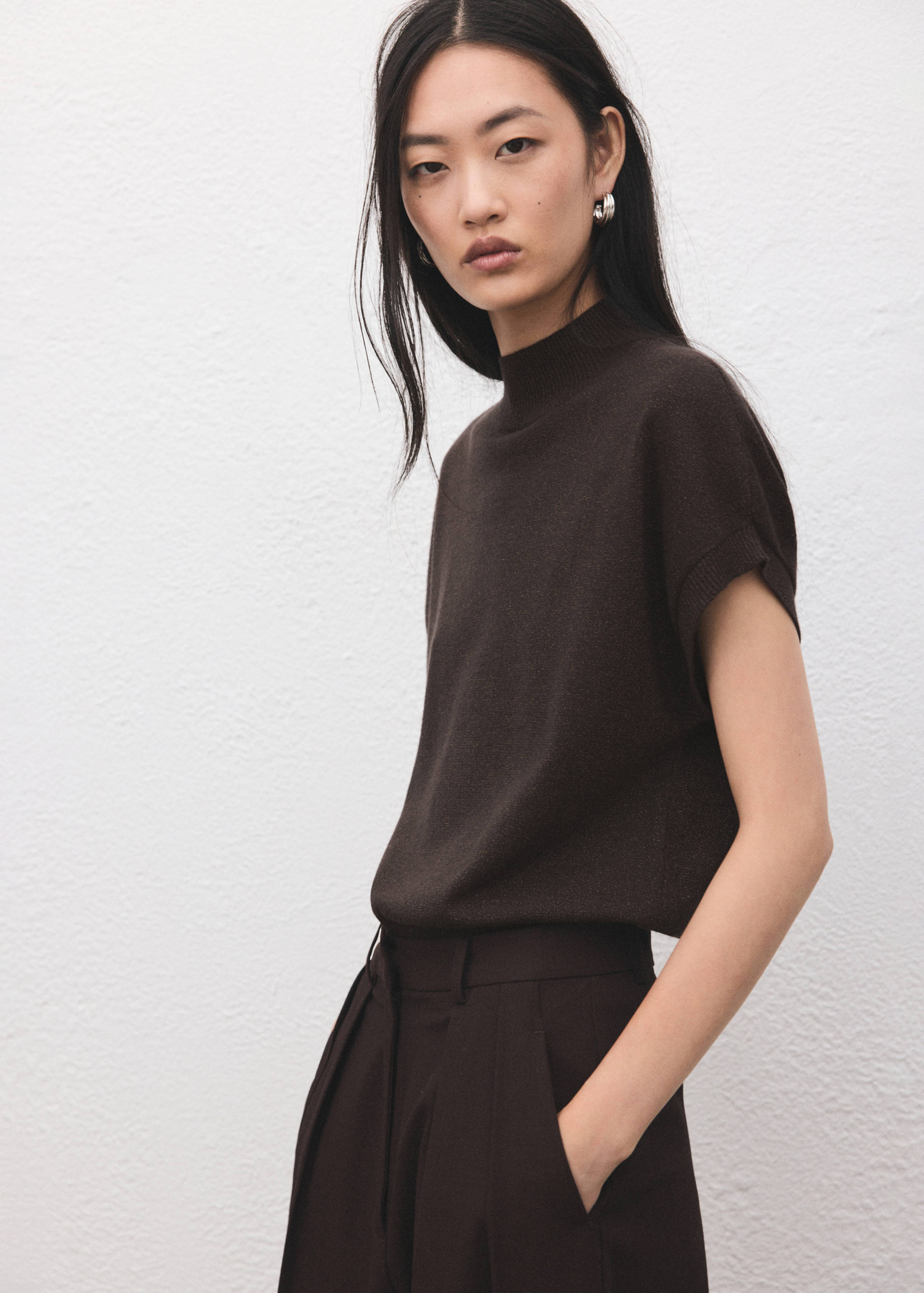 Short-sleeved lurex sweater - Medium plane