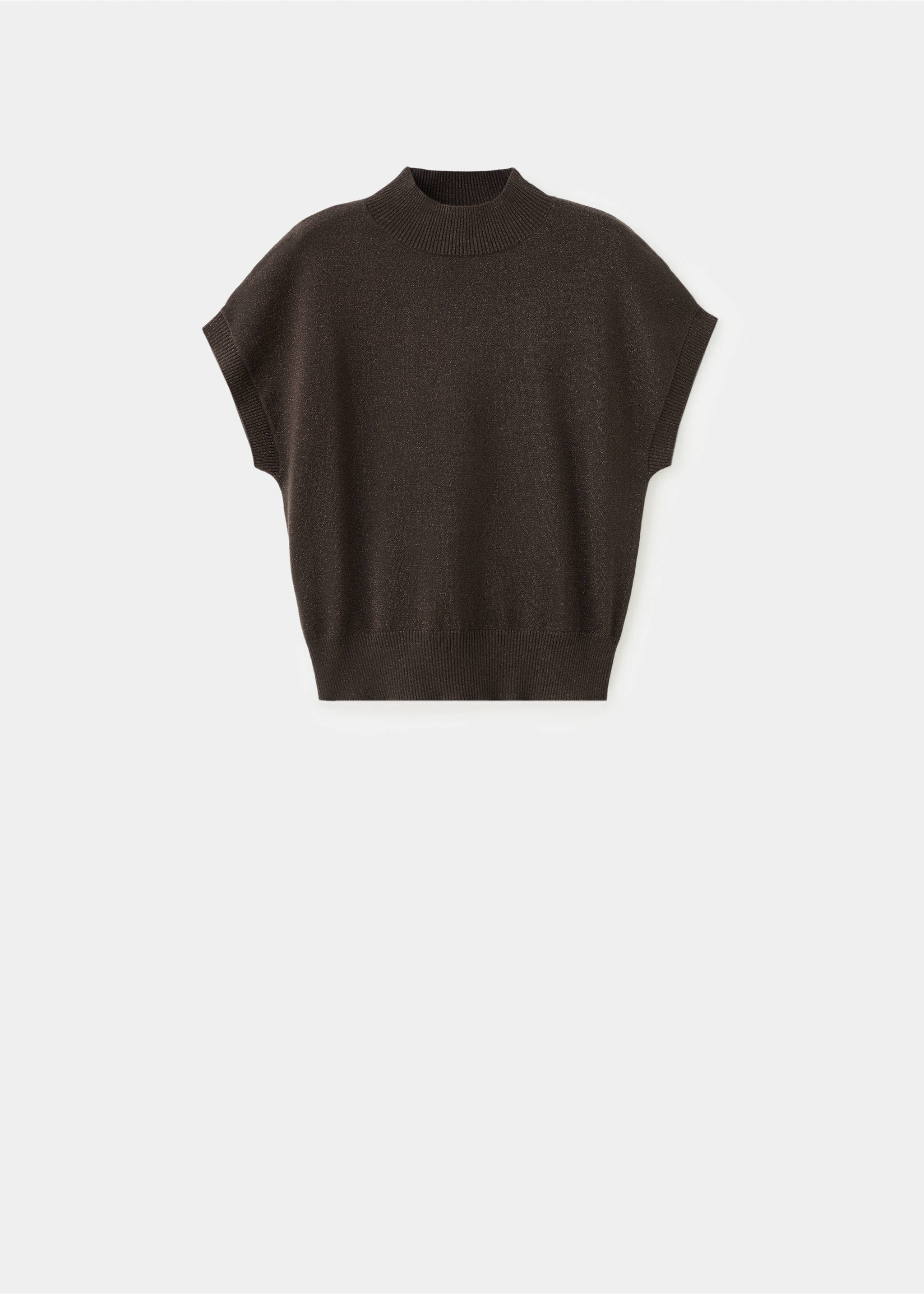 Short-sleeved lurex sweater - Article without model, Chocolate. Ref: 27061262-00.