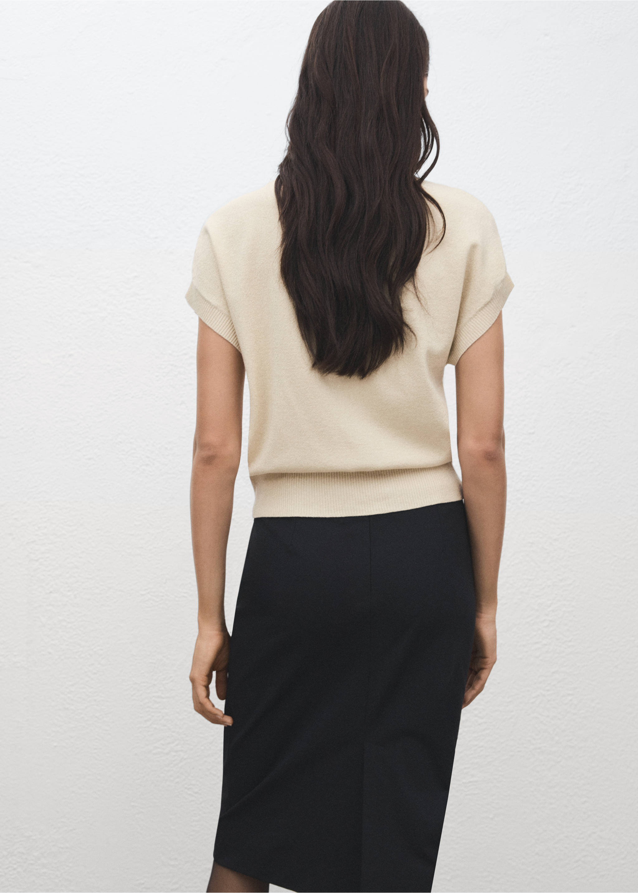 Short-sleeved lurex sweater - Reverse of the article, Gold. Ref: 27061262-00.