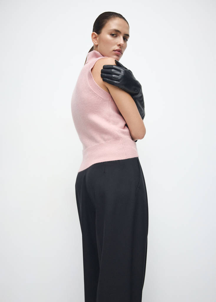 Turtleneck knit top — Pale Pink