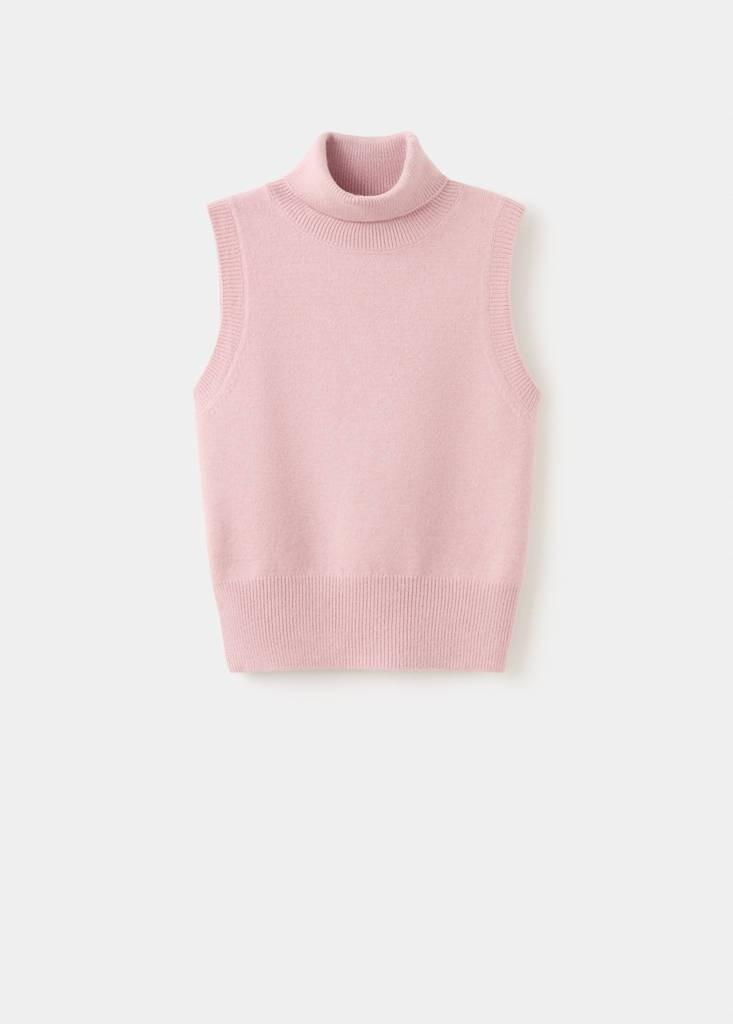 Turtleneck knit top — Pale Pink