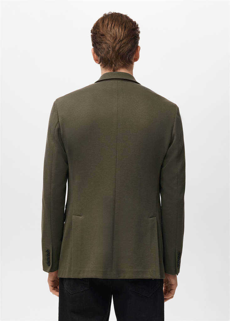 Structured slim fit cotton blazer — Khaki