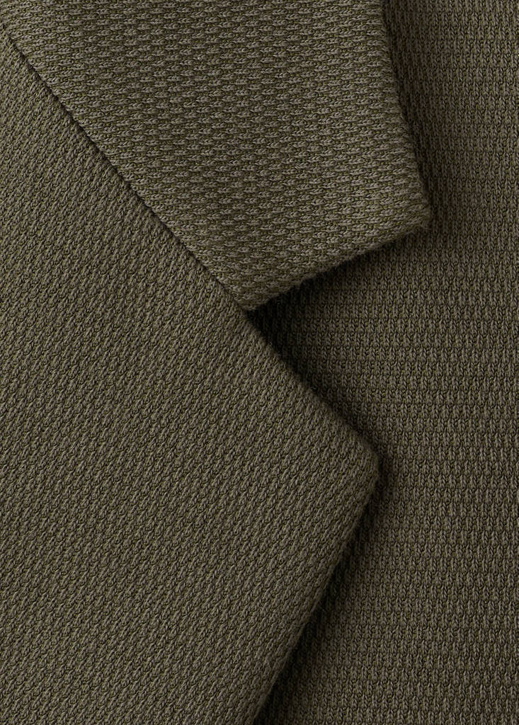 Structured slim fit cotton blazer — Khaki