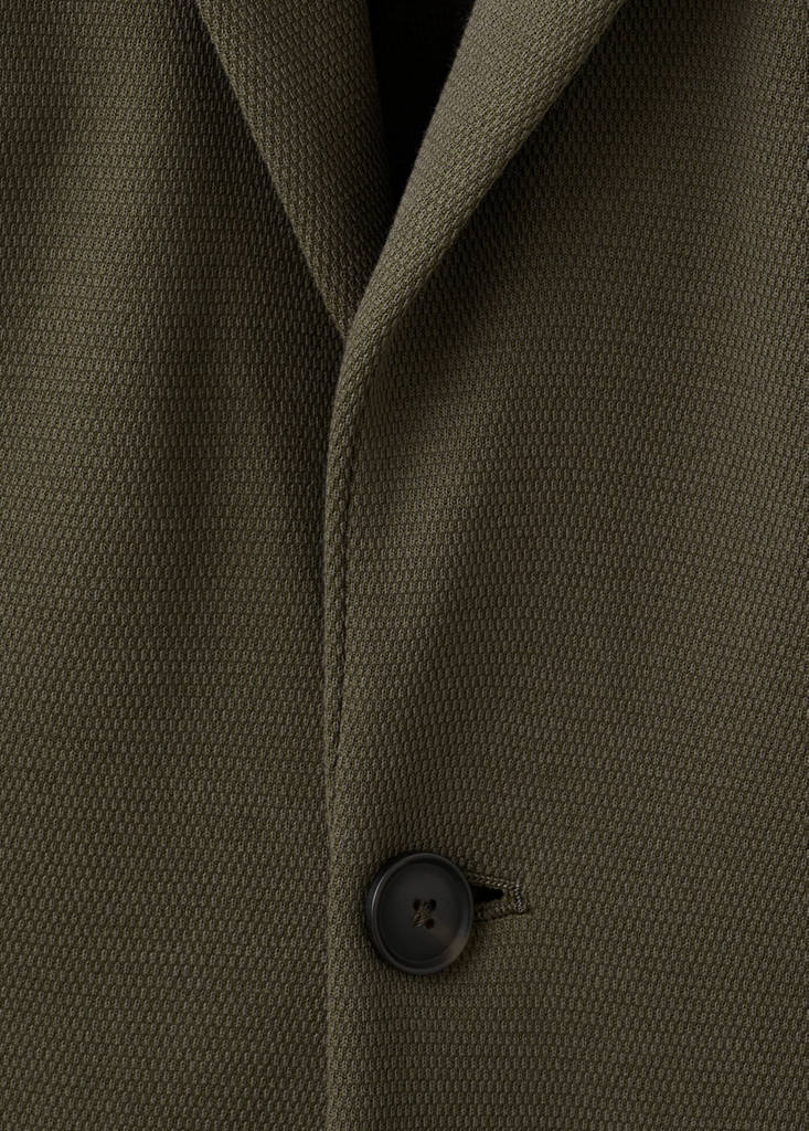 Structured slim fit cotton blazer — Khaki