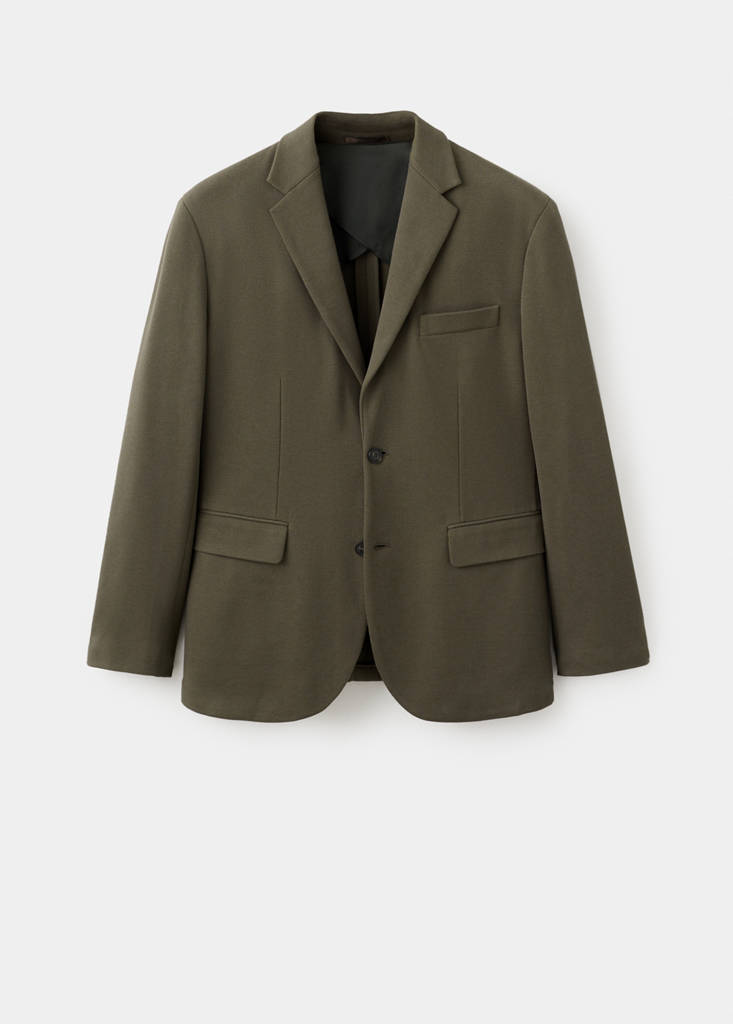 Structured slim fit cotton blazer — Khaki