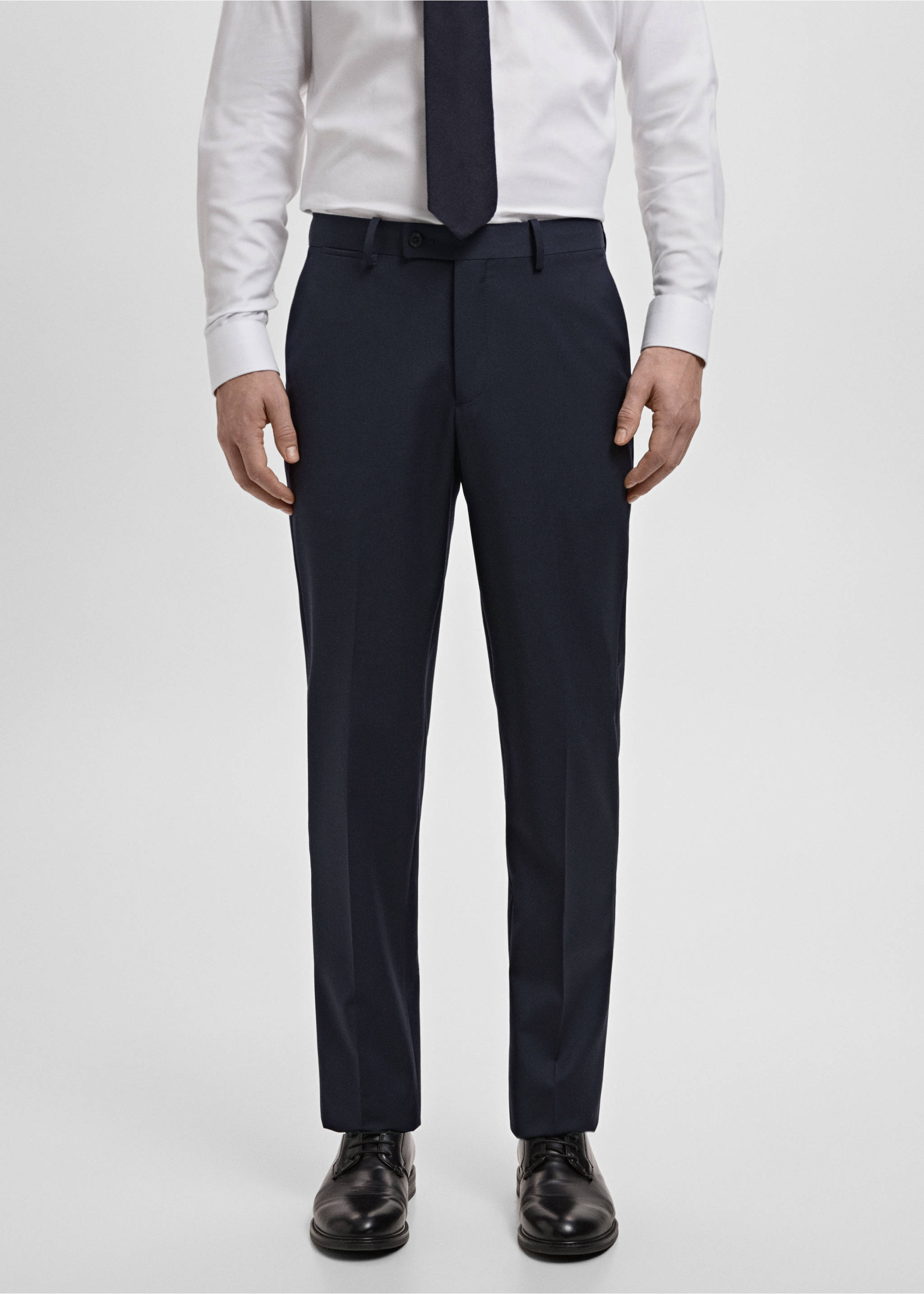 수트 트라우저 튜린 100% 울 - 중간 평면도, 네이비. Ref: 27061270-00.