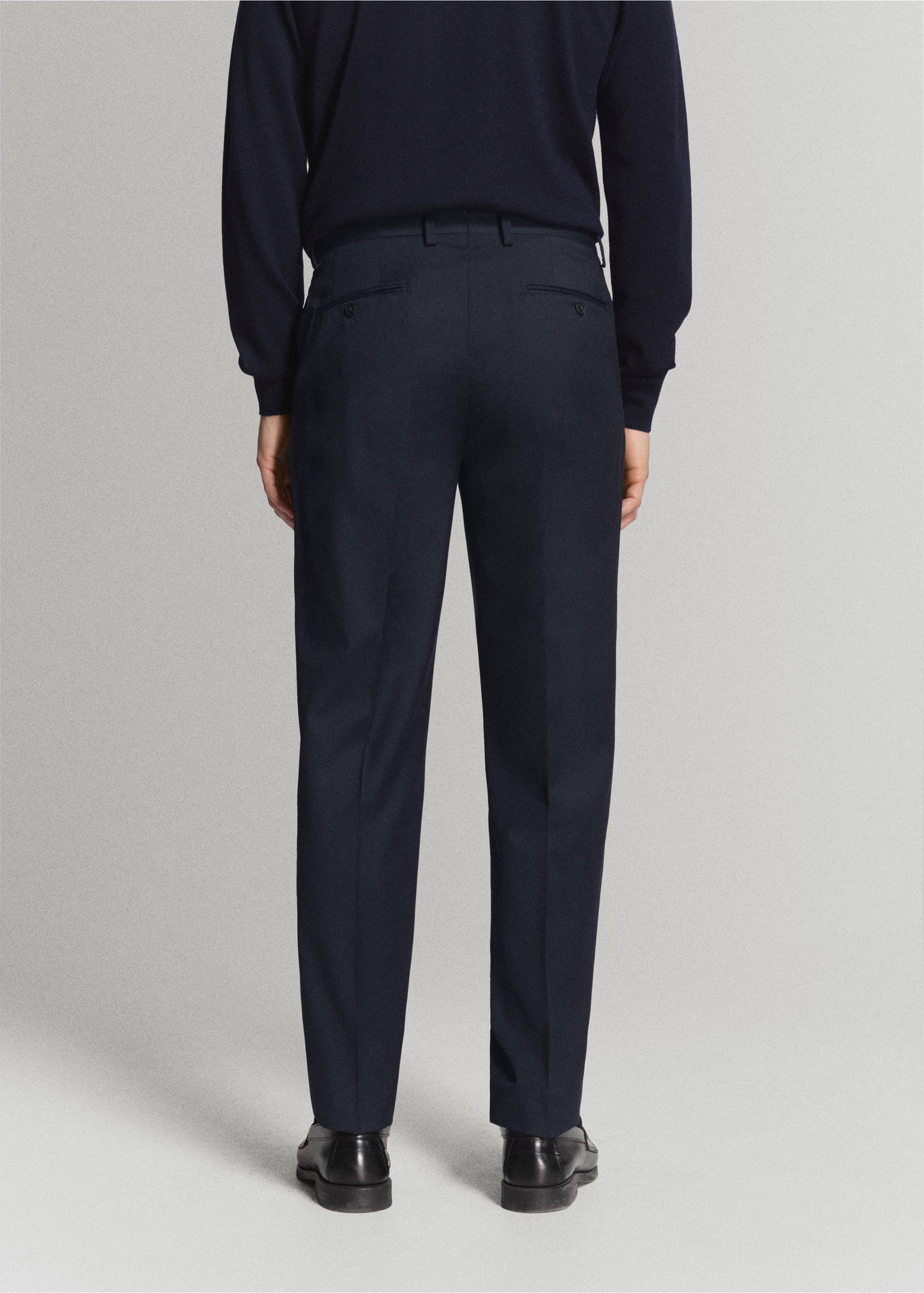 Turin 100% wool suit trousers - Reverse of the article, Navy. Ref: 27061270-04.