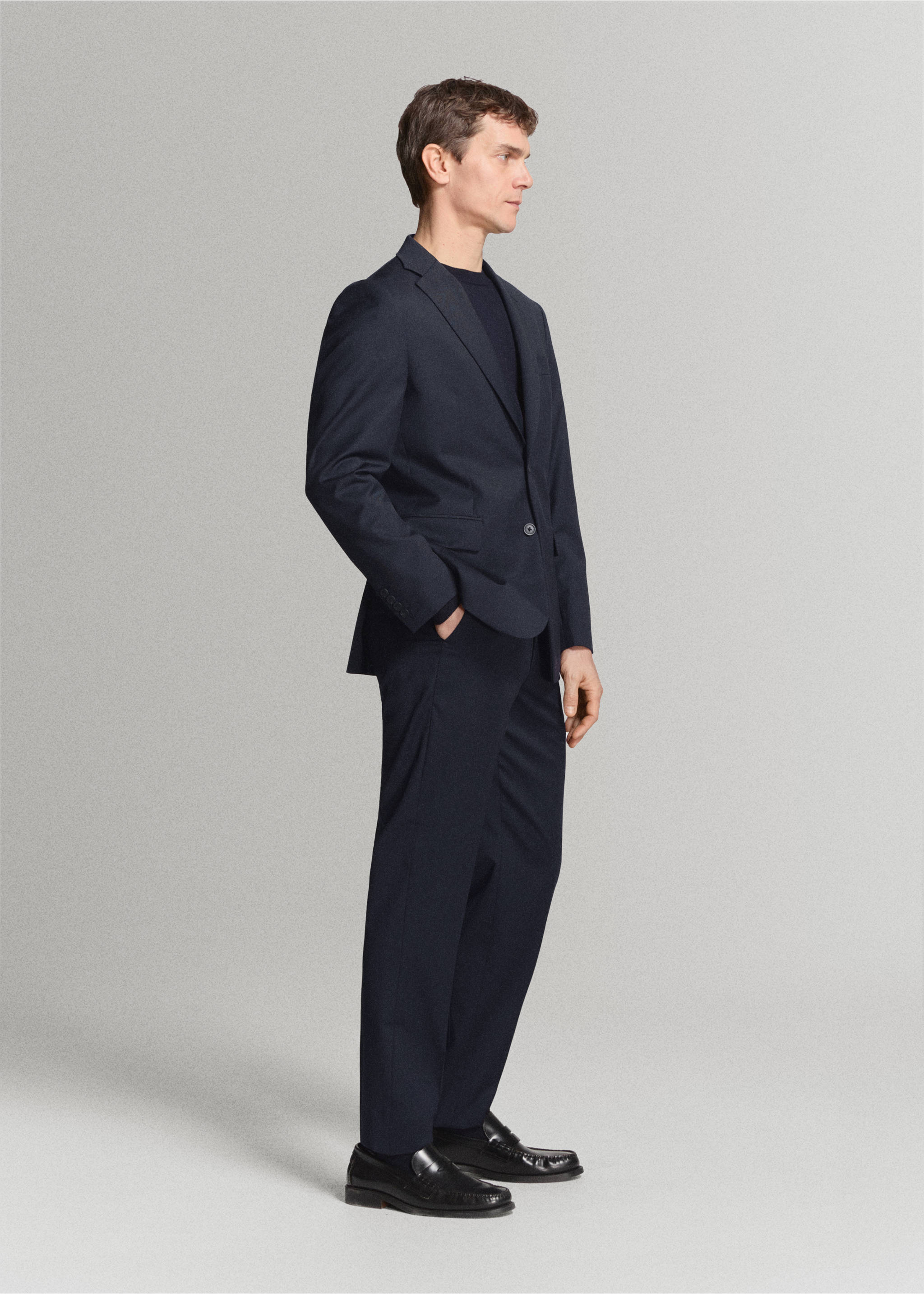 Turin 100% wool suit trousers - Details of the article 4, Navy. Ref: 27061270-04.