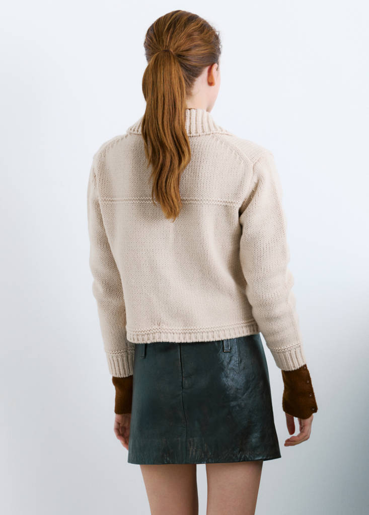 Knitted jacket with polo collar — Sand