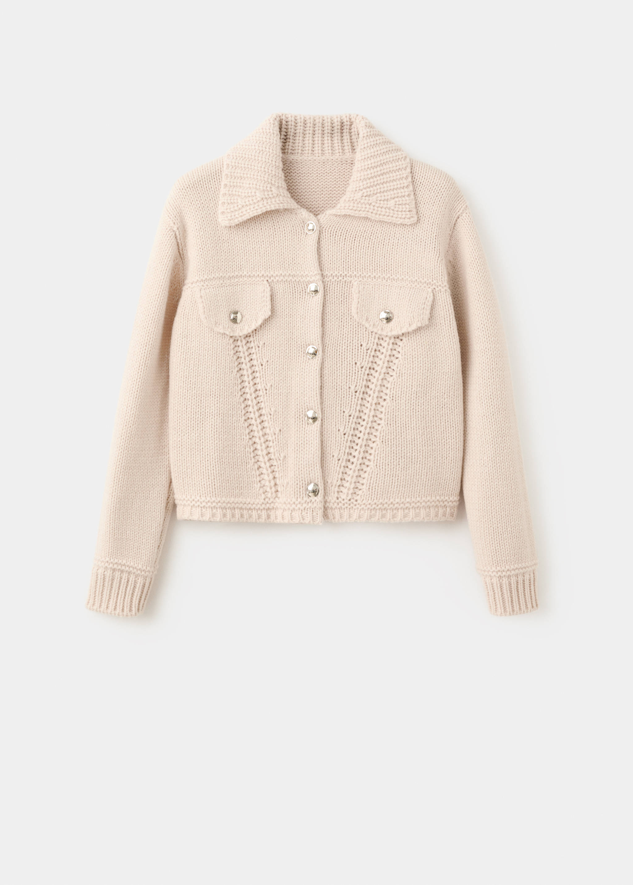 Knitted jacket with polo collar - Article without model