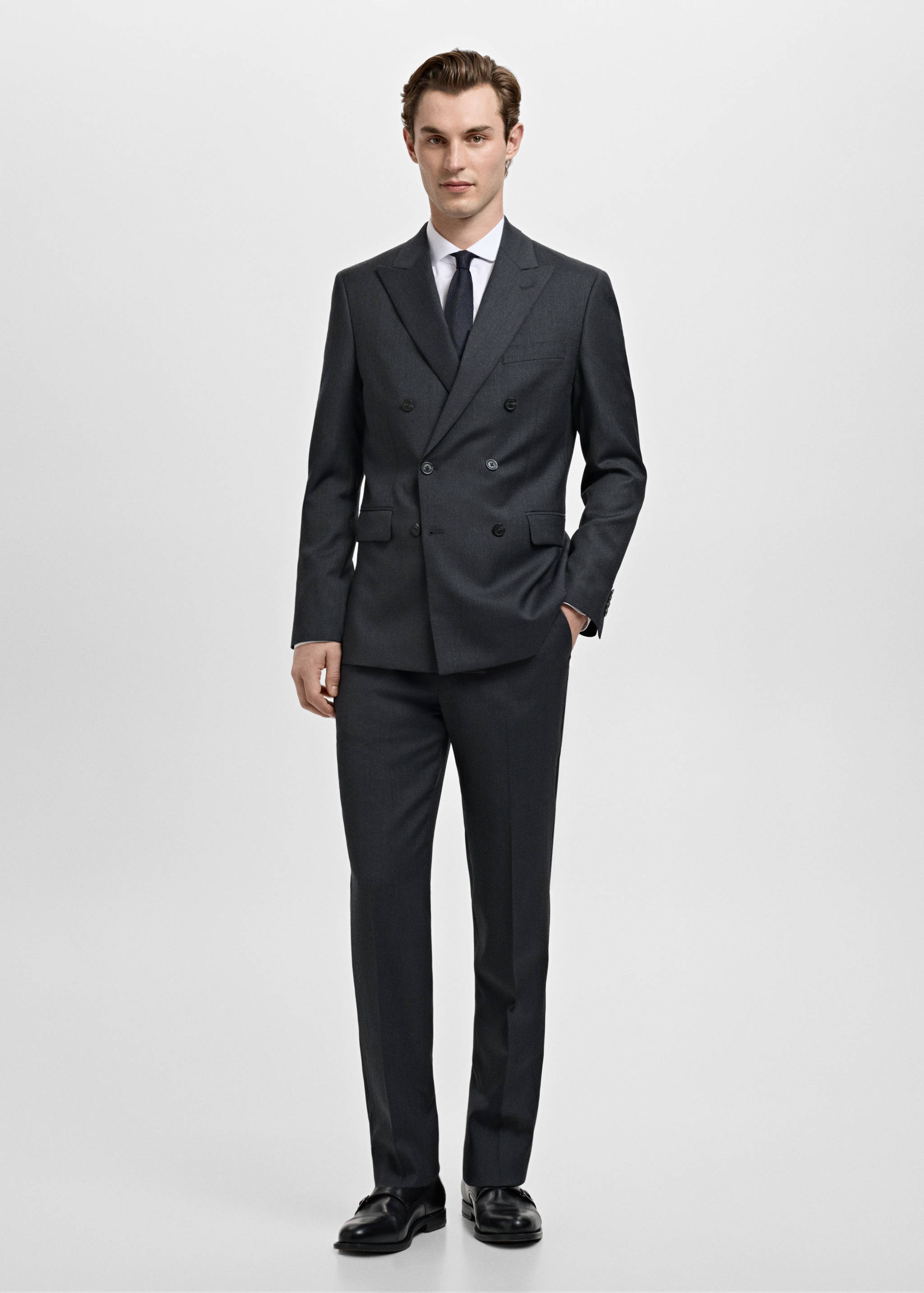 Turin 100% wool double-breasted suit jacket - General plane