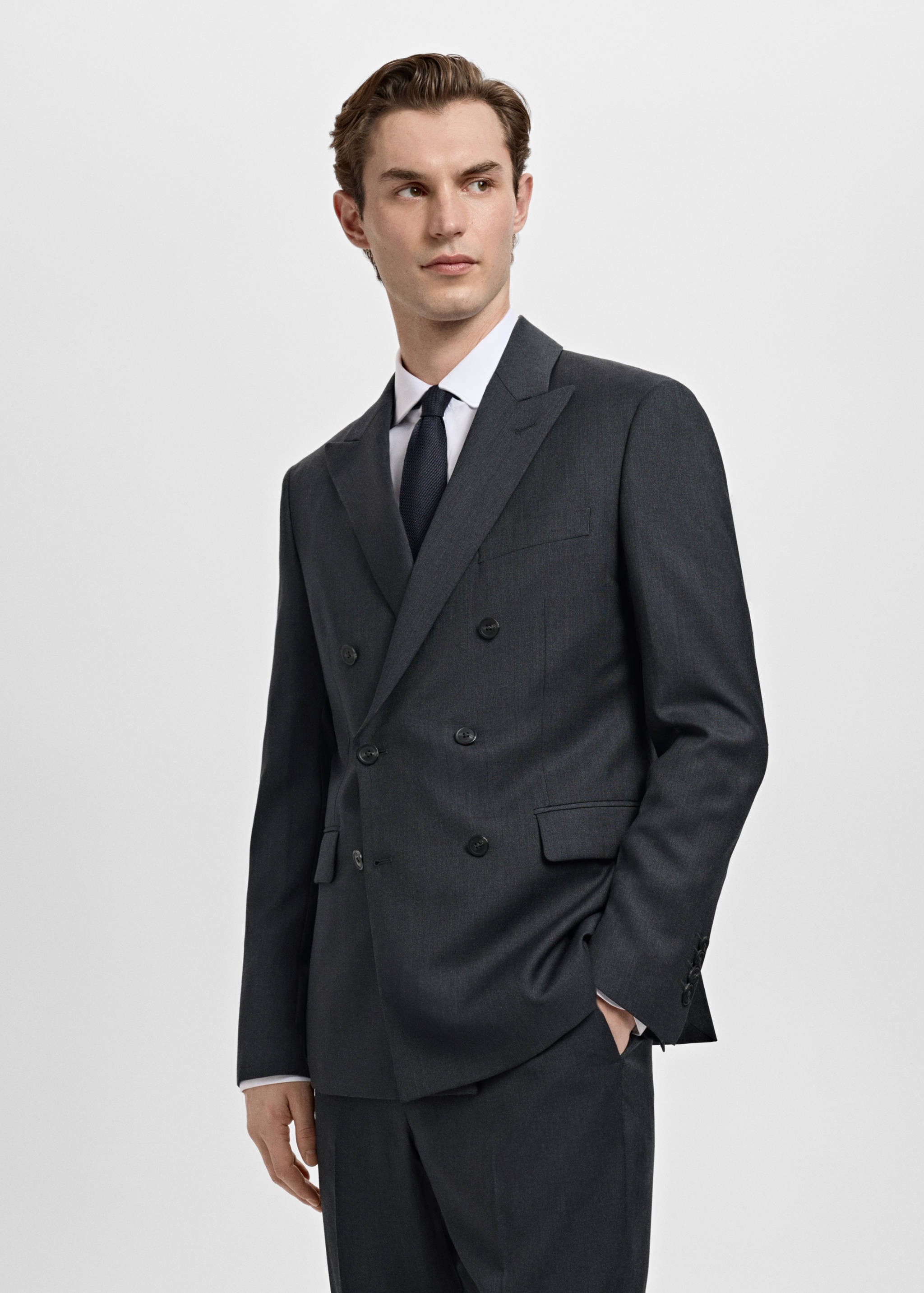 Turin 100% wool double-breasted suit jacket - Medium plane