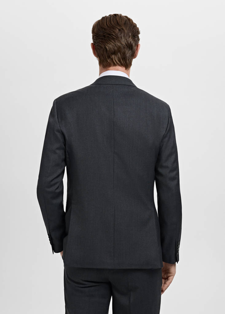 Turin 100% wool double-breasted suit jacket — Grey