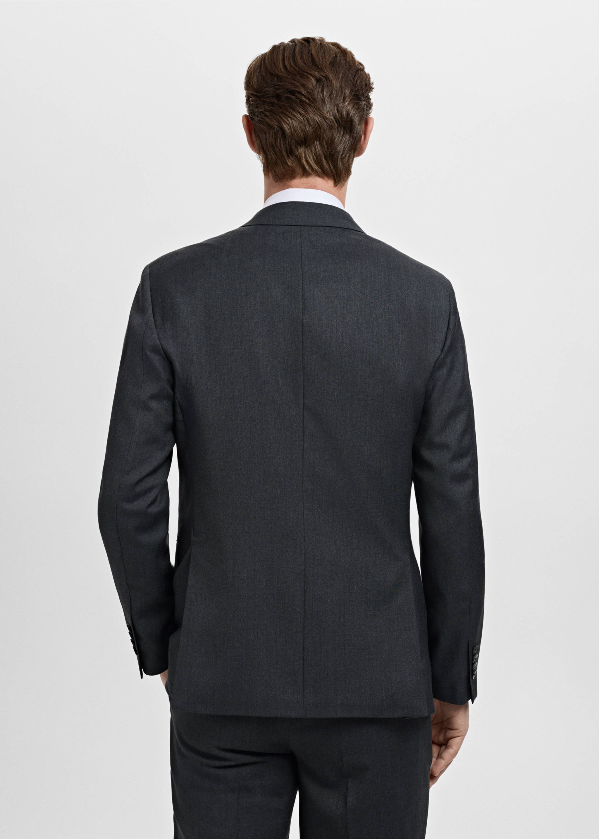 Turin 100% wool double-breasted suit jacket - Reverse of the article, Grey. Ref: 27061272-00.