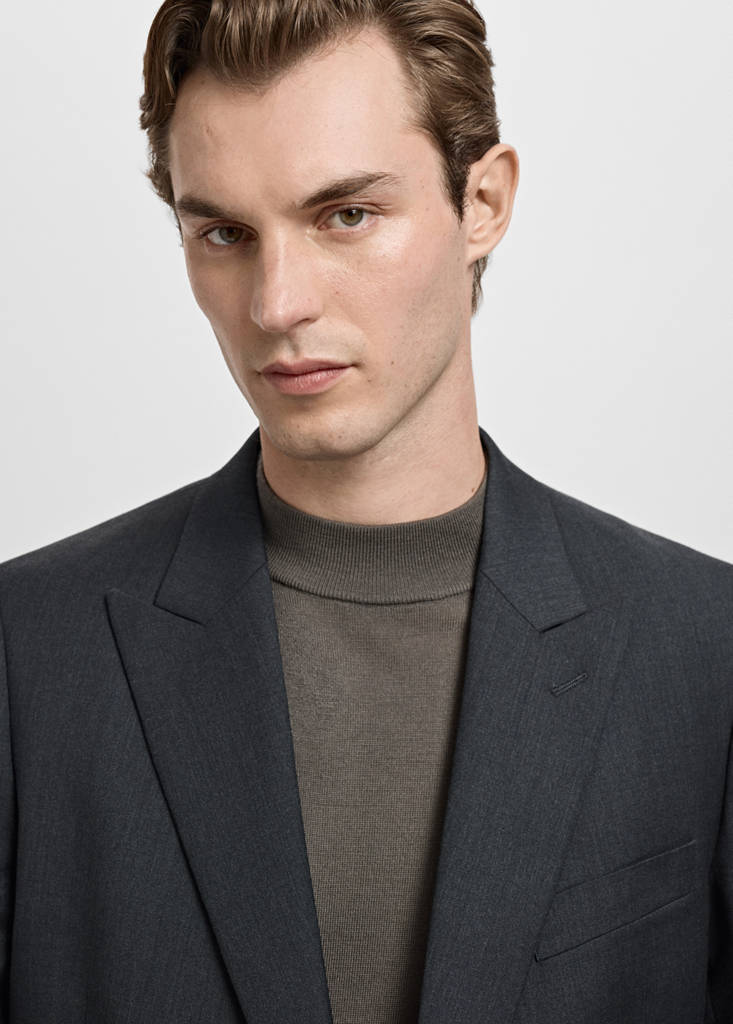 Turin 100% wool double-breasted suit jacket — Grey