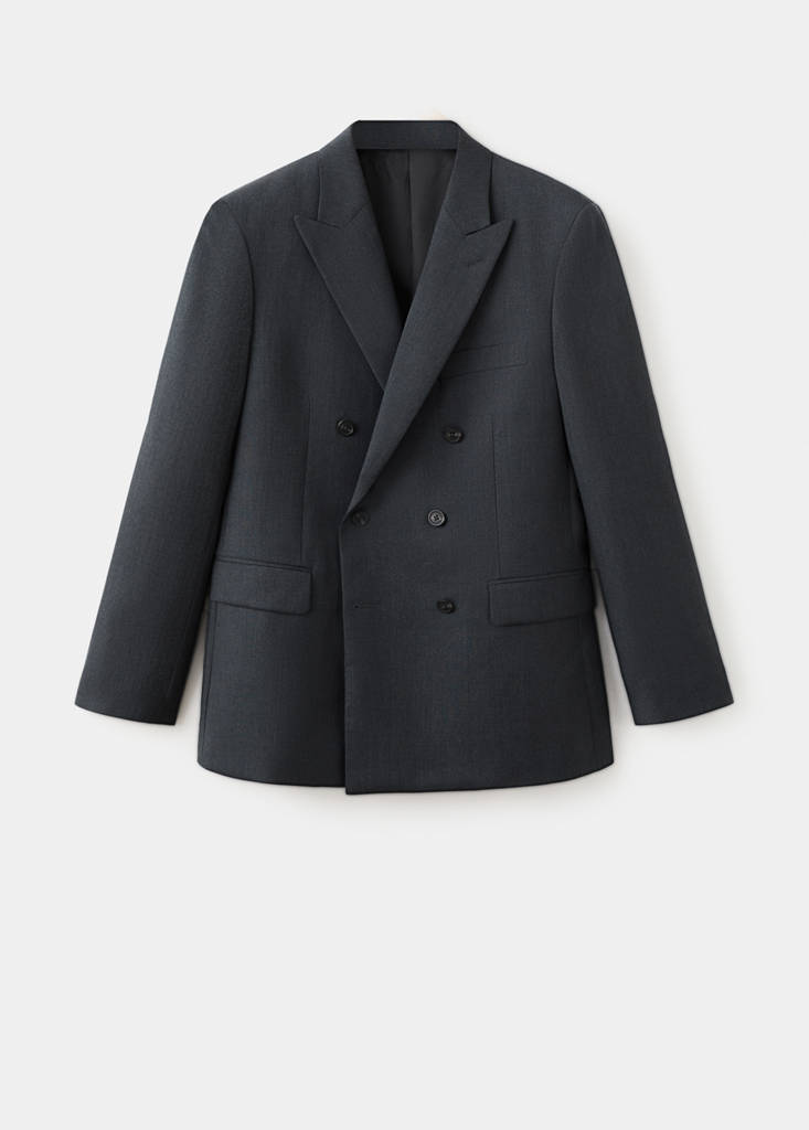 Turin 100% wool double-breasted suit jacket — Grey