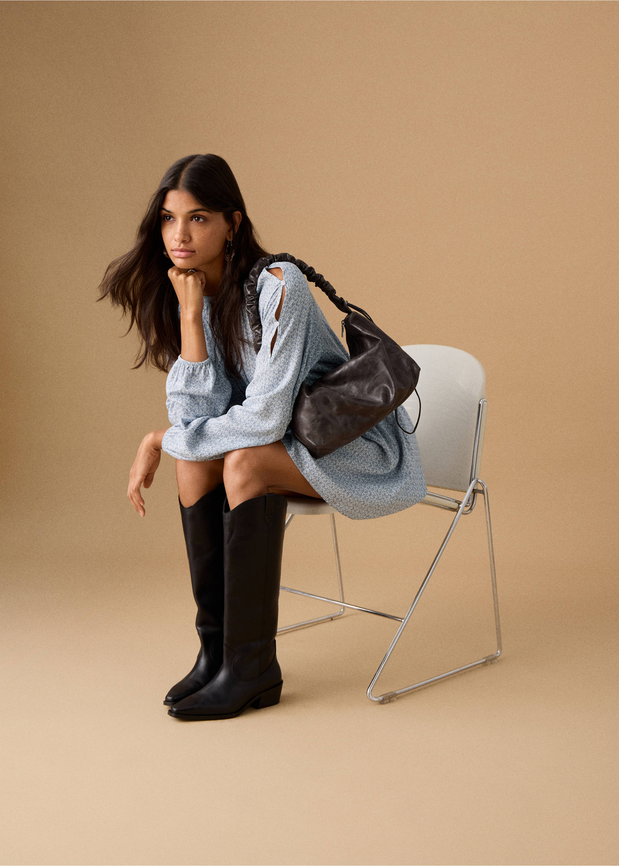 Vestit estampat cut out lúrex - Detall de l'article 2, Blau cel. Ref: 27061273-00.