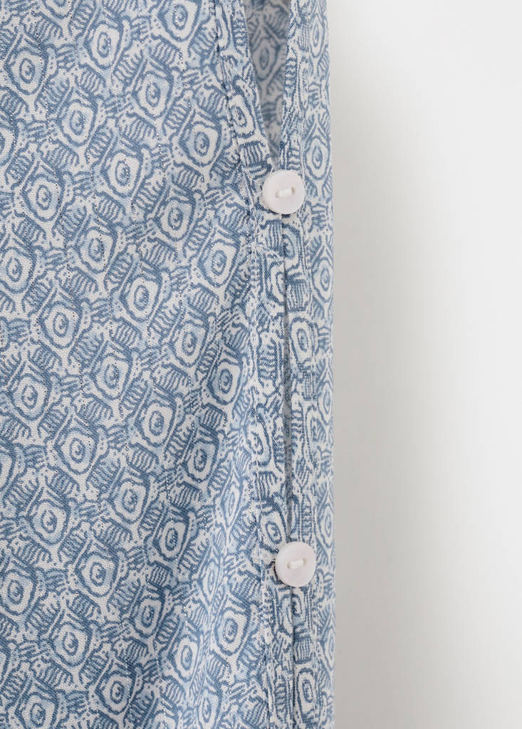 Lurex cut-out print dress — Sky Blue