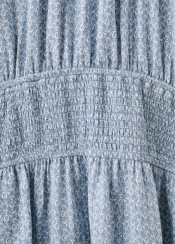 Lurex cut-out print dress — Sky Blue