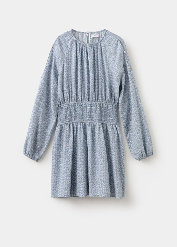 Lurex cut-out print dress — Sky Blue