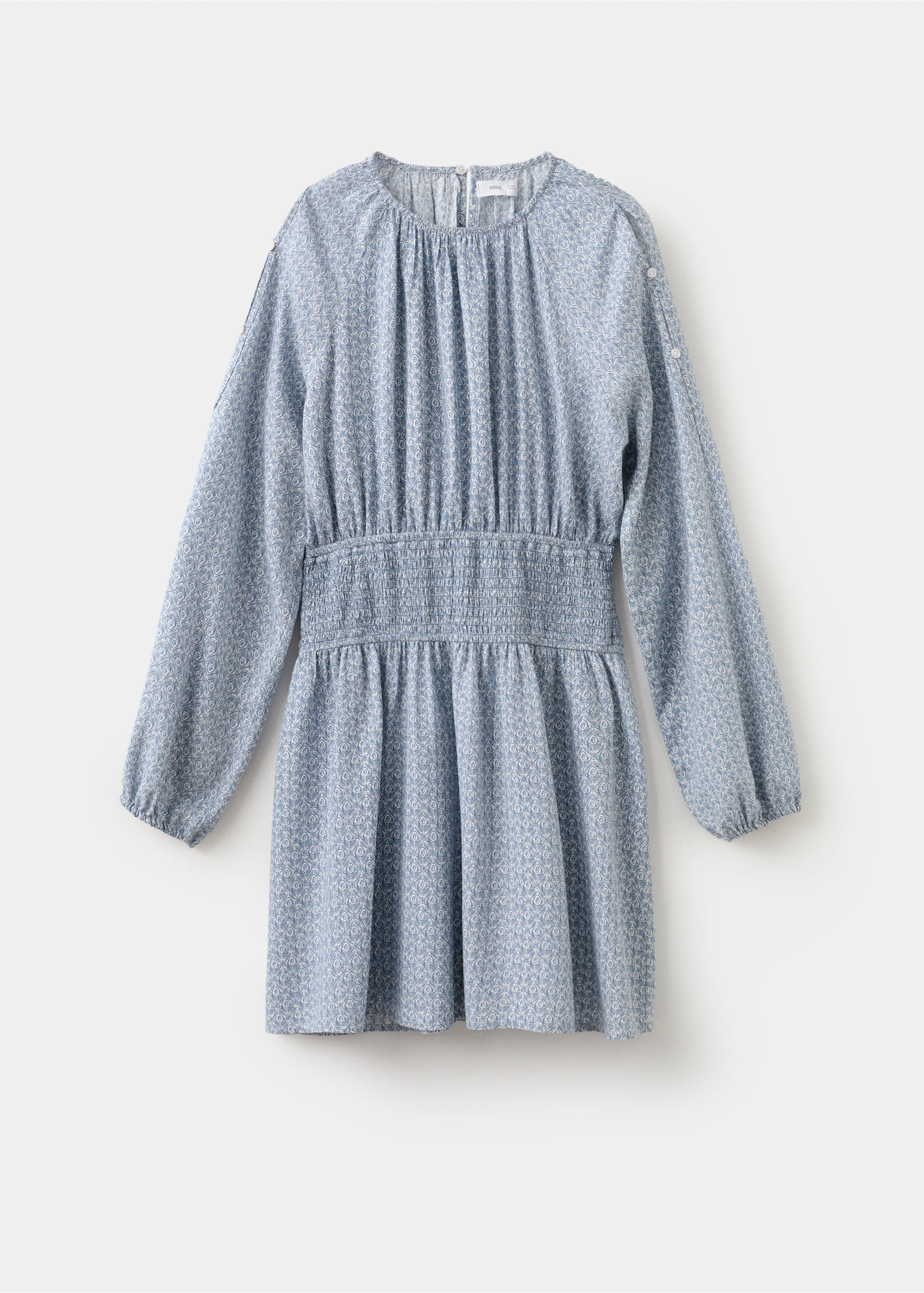 Lurex cut-out print dress - Article without model, Sky Blue. Ref: 27061273-00.