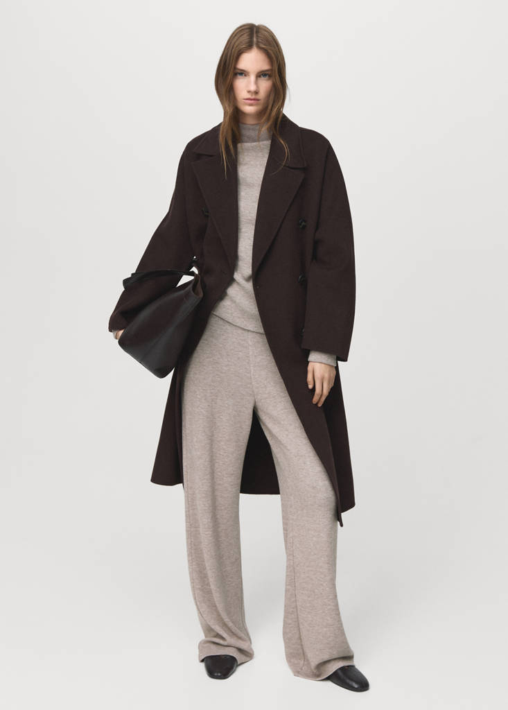 Straight-fit trousers with elastic waist — Medium Brown