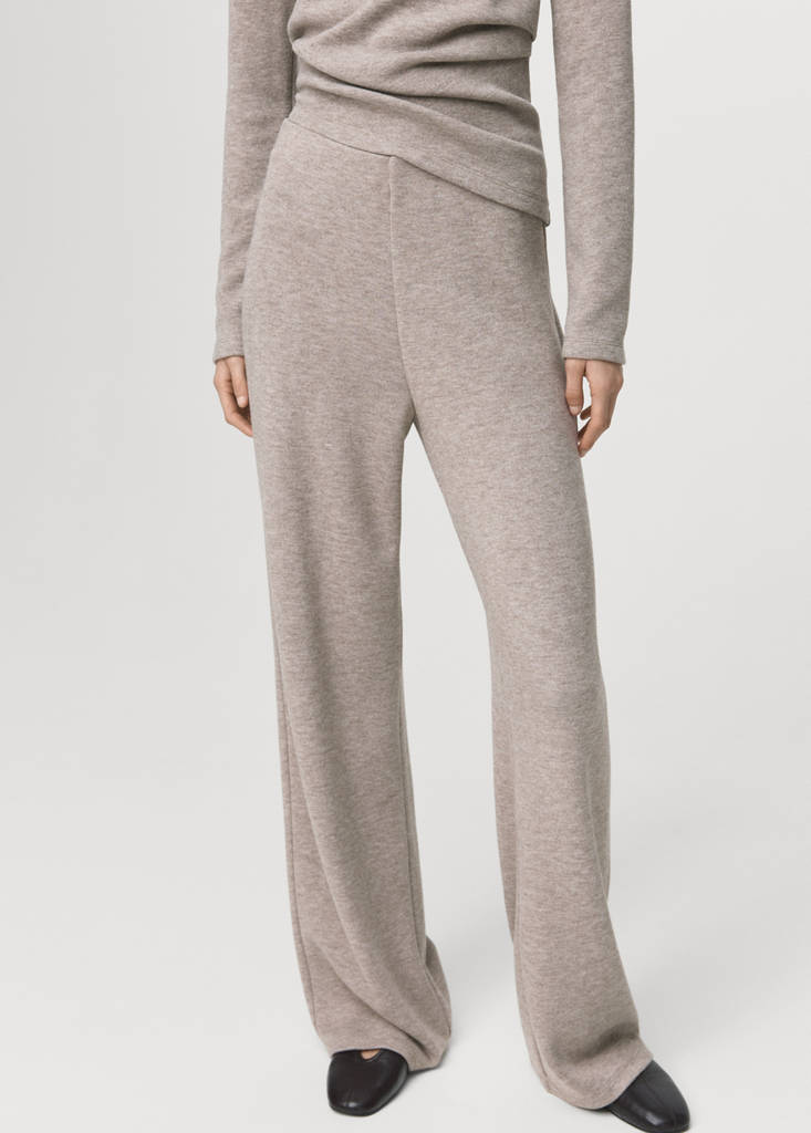 Straight-fit trousers with elastic waist — Medium Brown