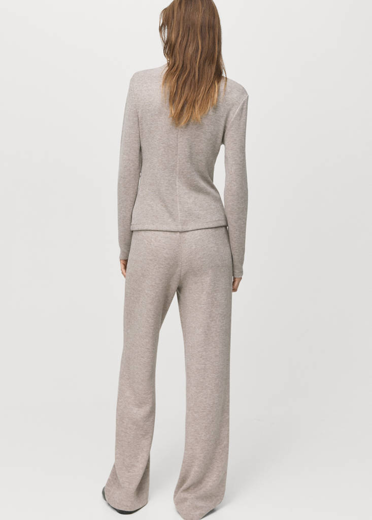 Straight-fit trousers with elastic waist — Medium Brown