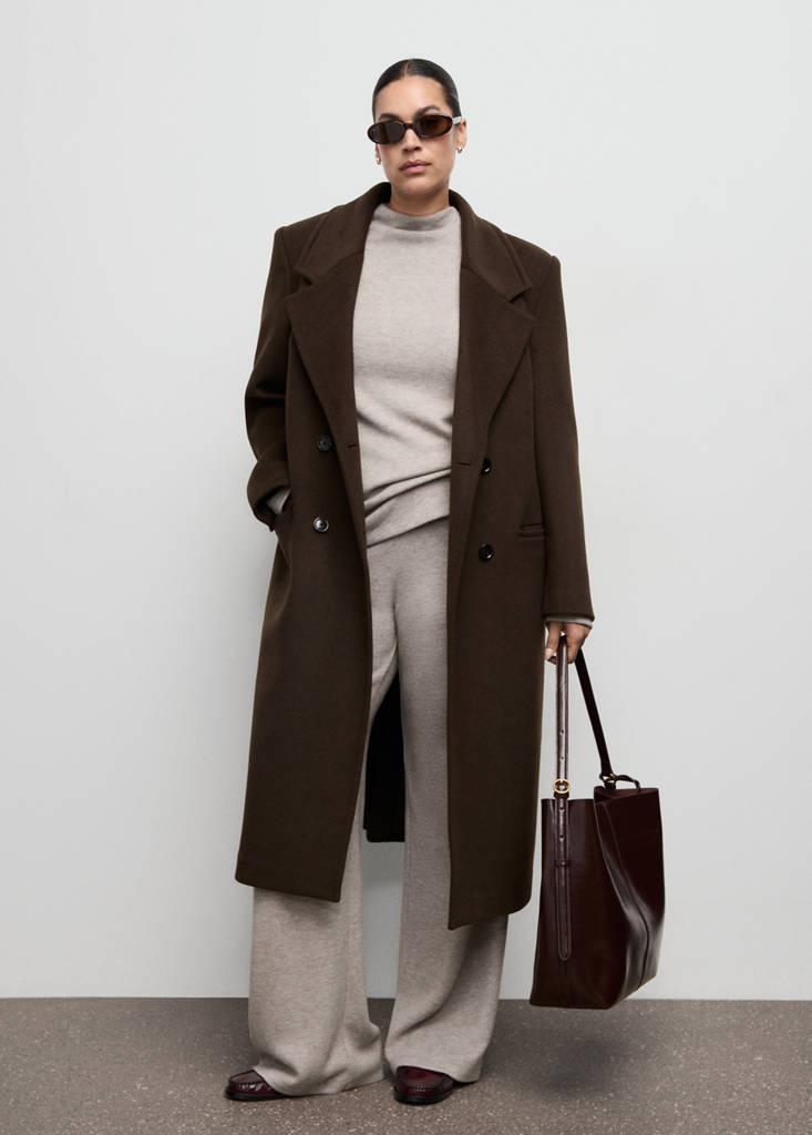 Straight-fit trousers with elastic waist — Medium Brown