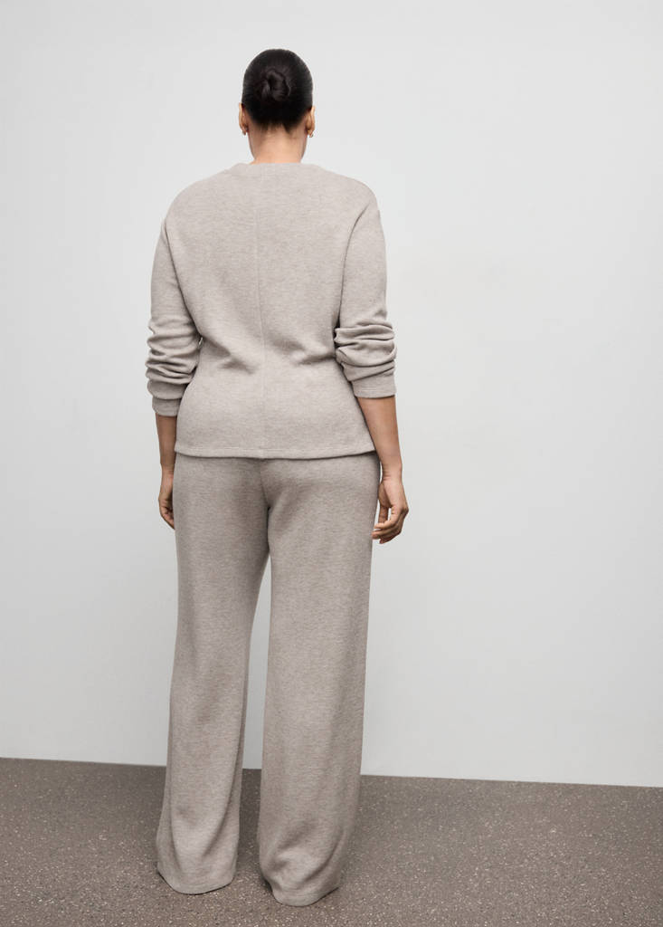 Straight-fit trousers with elastic waist — Medium Brown