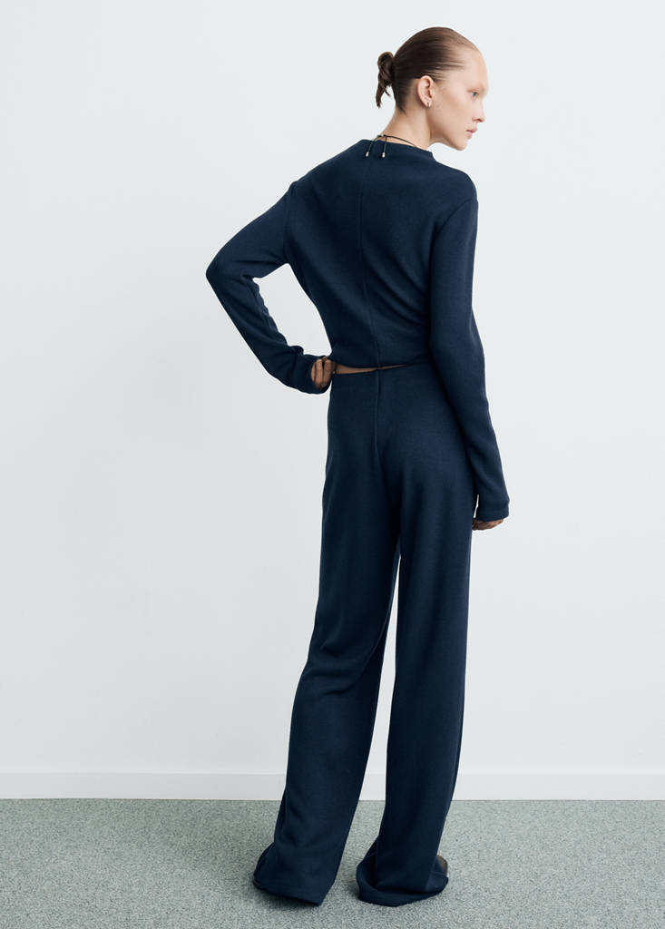 Straight-fit trousers with elastic waist — Navy